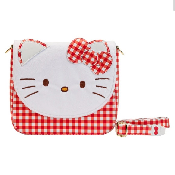 Hello Kitty Handbags - Loungefly Sanrio NWT Hello Kitty Red and White Gingham Cosplay Crossbody Bag